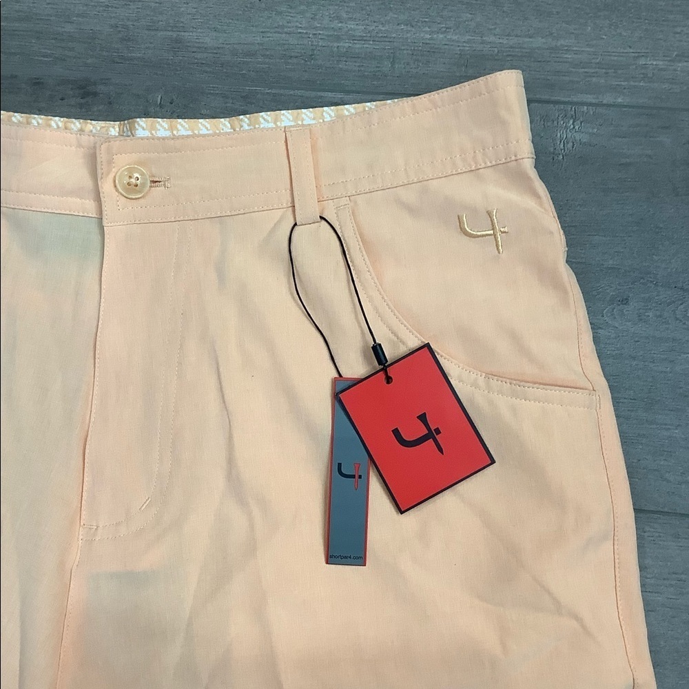 Women's Par 4 Golf 32 Large 12 - 14 Chino Khakis Shorts Bermuda Peach Stretch - Picture 7 of 11